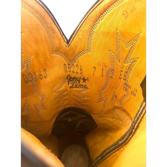 Tony Lama #05226 Black Leather Ostrich Toe Western Pointed Men’s Boots SZ 7.5 EE - Picture 11 of 13